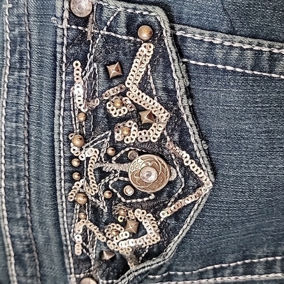 Natural Reflections Size 4 Bling Button Back Pocket Denim Blue Jeans - Picture 12 of 15